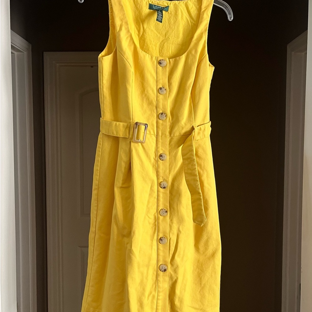 Ralph Lauren Yellow Midi Dress with Belt